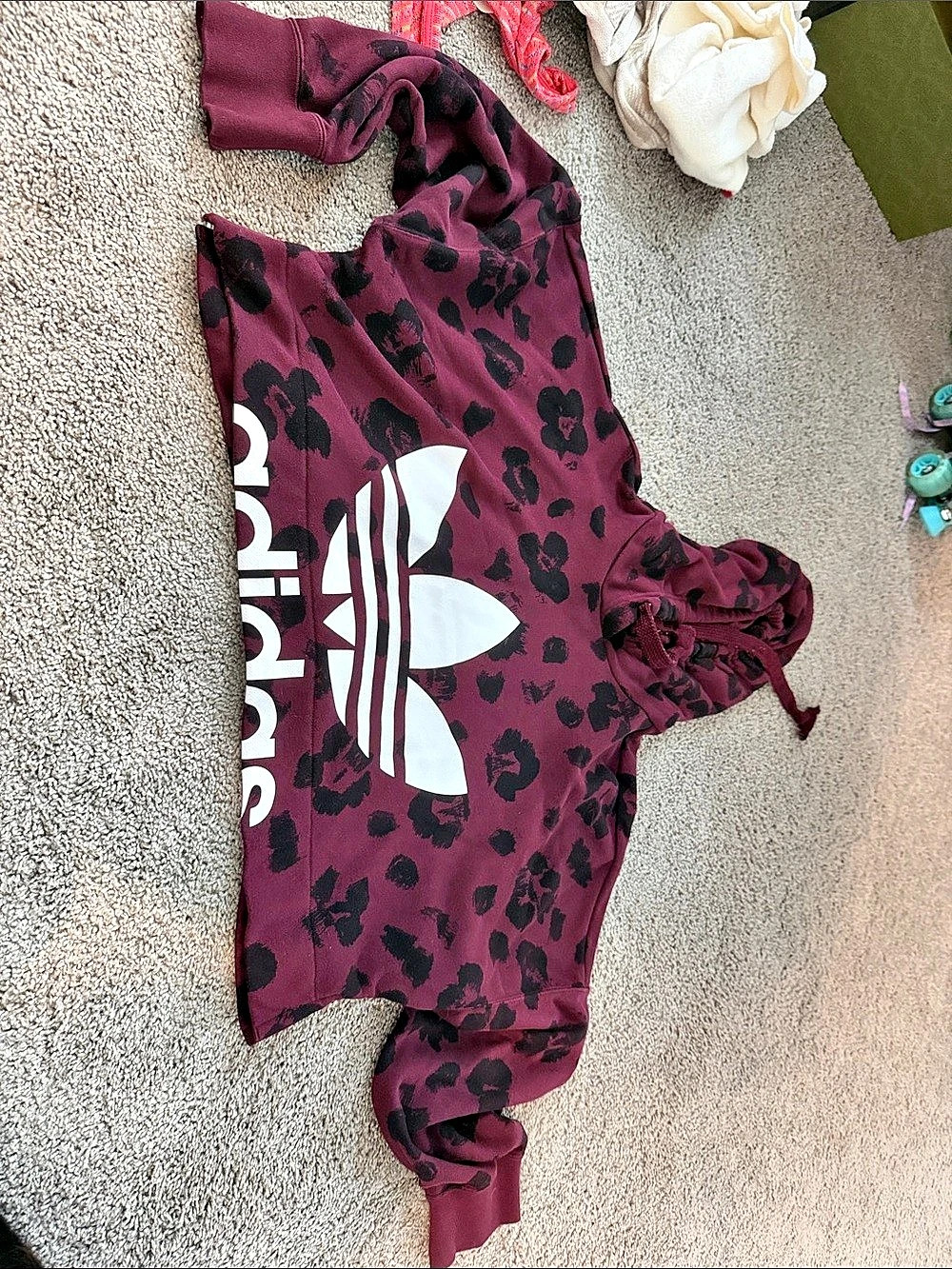 adidas Logo Play Cropped Hoodie Purple & Black